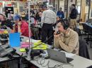 Amateur radio operators serving in the Unified Command Center (UCC) for the 128th running of the Boston Marathon. [Section Manager of the ARRL Rhode Island Section Nancy Austin, KC1NEK, photo]