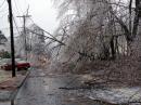 Many roads were blocked by downed trees in Worcester, Massachusetts after the ice storm. [Photo courtesy of Rob Macedo, KD1CY]