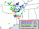 The National Weather Service reported that there were numerous reports of large hail and damaging winds in the region. [Map  courtesy of the Storm Prediction Center in Norman, Oklahoma]