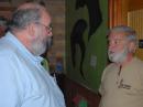 At the Saturday evening banquet, ARRL San Diego Section Manager Steve Early, AD6VI (left) talks with General Chair of the Organizers Marvin Johnston, KE6HTS. [Joe Moell, K0OV, Photo]